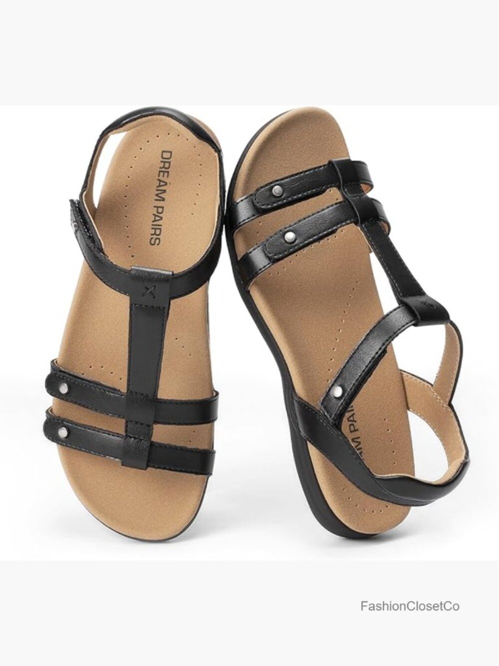 Flat Sandals with Arch Support Adjustable Strappy Comfort Walking Sandals